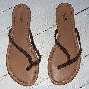 Charlotte Russe Olive-Green Braided Sandals